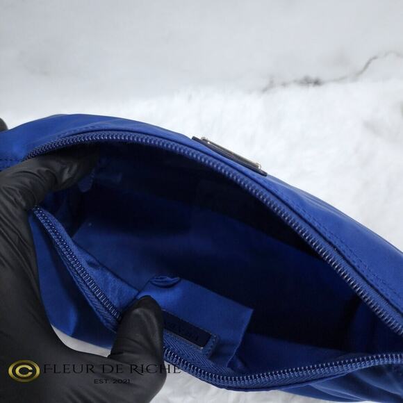 Prada Necessaire Tessuto Nylon Medium Toiletry Clutch Case Blue Bleuette 1NA012 - Picture 7 of 11